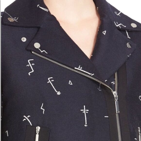 GREY Jason Wu Embroidered Face Crop Moto Jacket - Picture 9 of 12